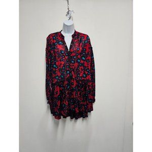 Free People  Love Letter Tunic Top Mini Dress Red XS